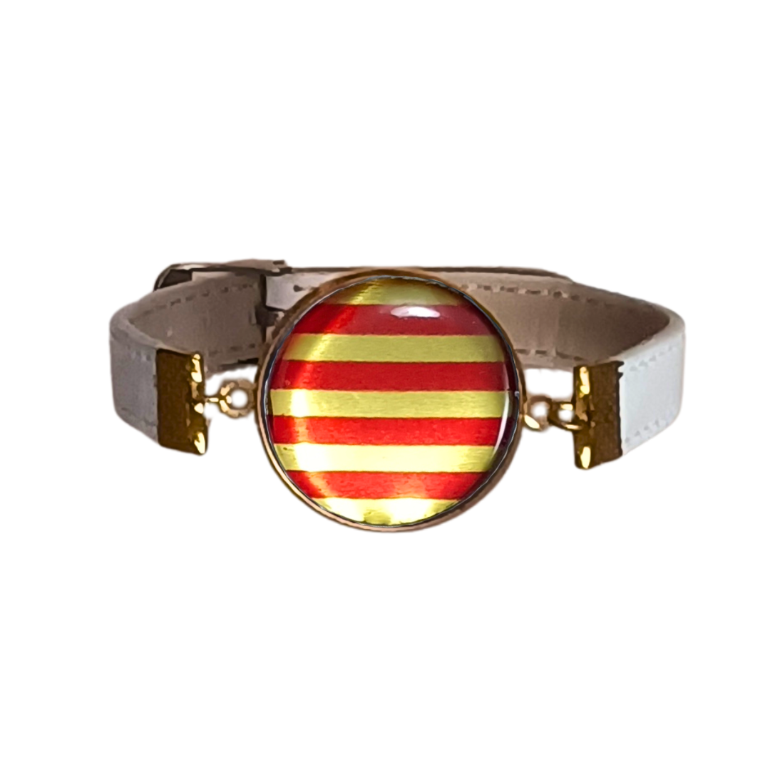 Pulsera con Bandera de Cataluña - Medallón en Correa Ajustable, Regalo Original con Orgullo de Comunidad Autónoma