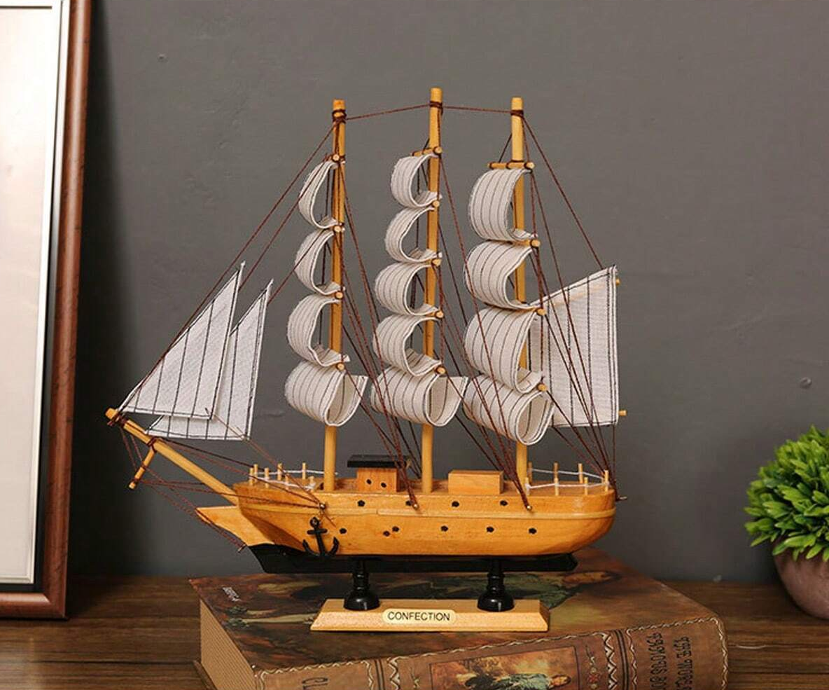 Barco de vela decorativo con iluminación