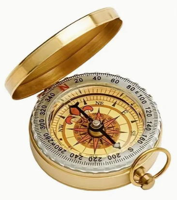 Brújula de Latón Dorado de Bolsillo de Alta Calidad - Ideal para Acampar y Hacer Senderismo