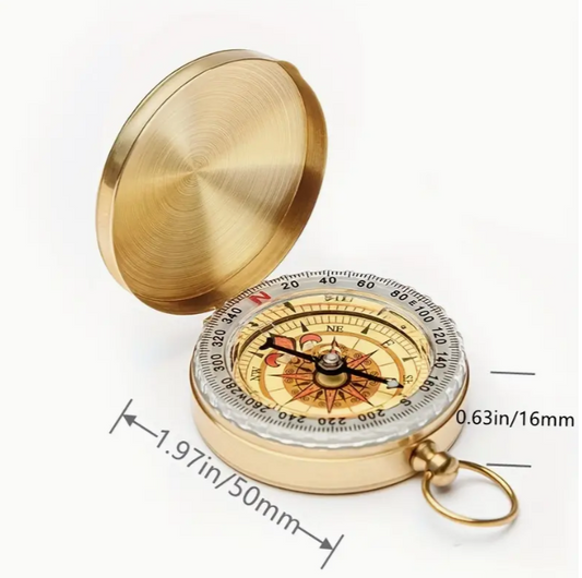 Brújula de Latón Dorado de Bolsillo de Alta Calidad - Ideal para Acampar y Hacer Senderismo