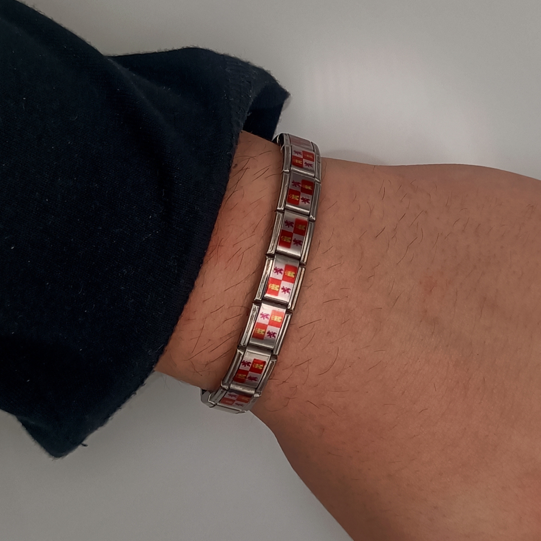 Pulsera con Bandera de Castilla y León – Acero Inoxidable, Regalo Original de Comunidad Autónoma