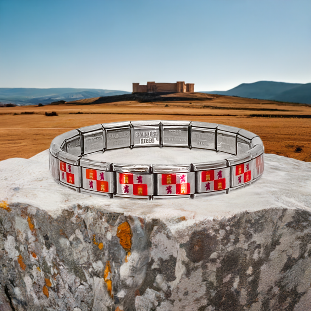 Pulsera con Bandera de Castilla y León – Acero Inoxidable, Regalo Original de Comunidad Autónoma