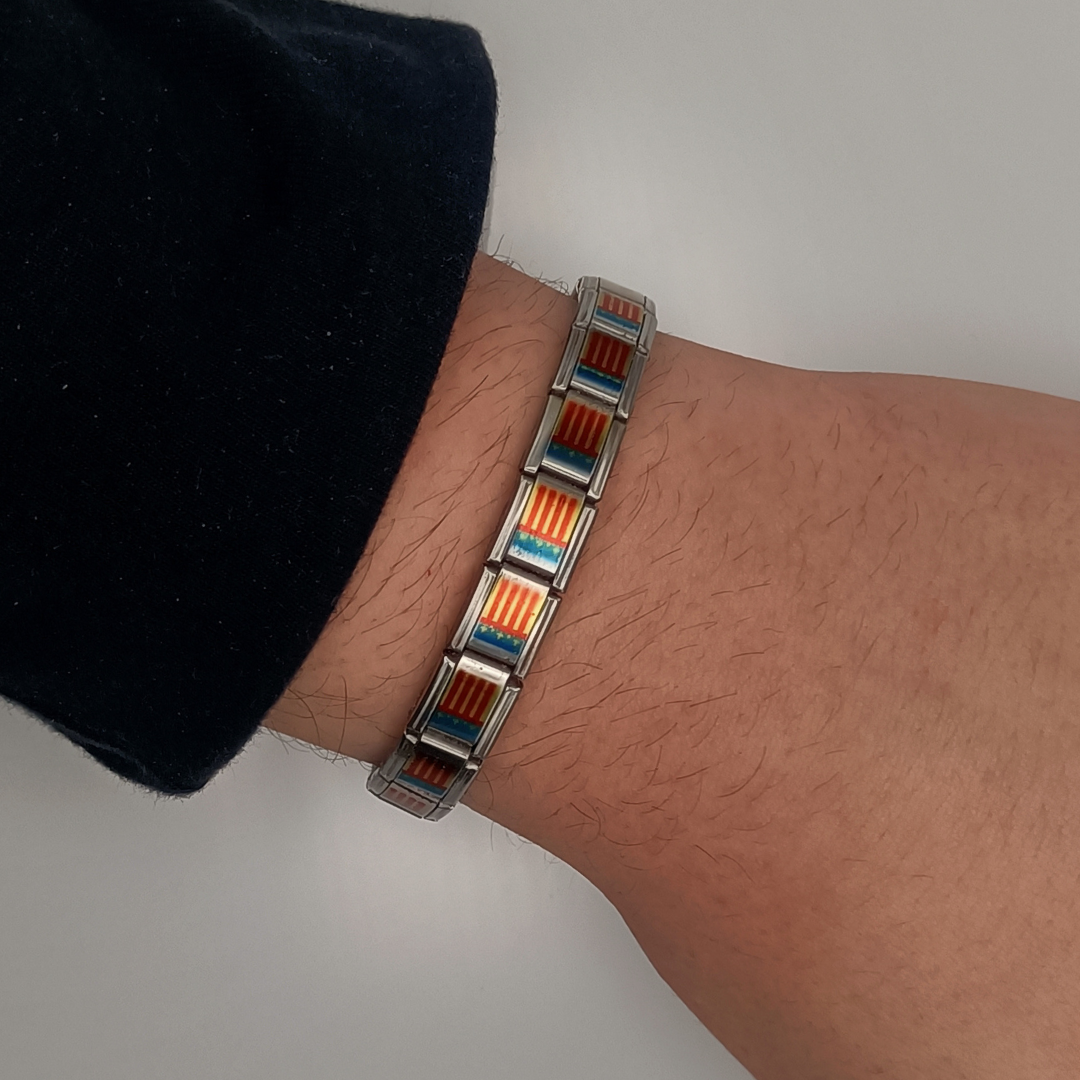 Pulsera con Bandera de Comunidad Valenciana – Acero Inoxidable, Regalo Original de Comunidad Autónoma