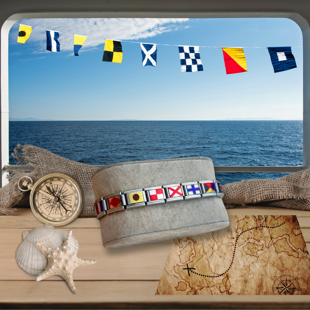 Pulsera Personalizada de nombres con Banderas Náuticas