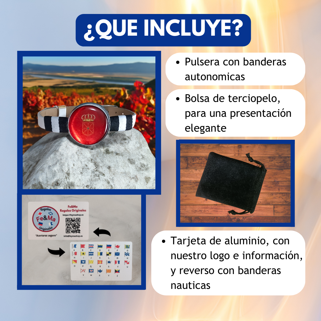 Pulsera con Bandera de Navarra - Medallón en Correa Ajustable, Regalo Original con Orgullo de Comunidad Autónoma