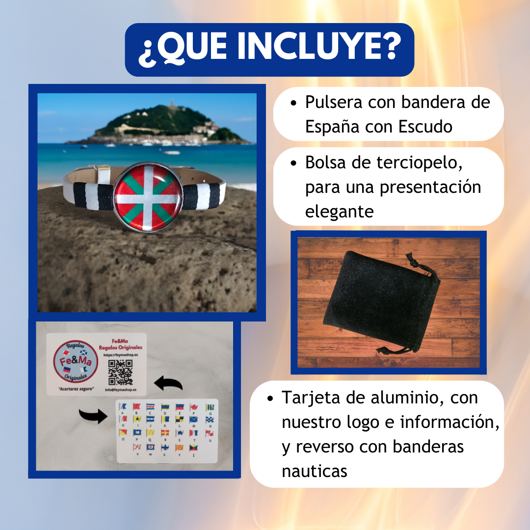 Pulsera con Bandera de País Vasco - Medallón en Correa Ajustable, Regalo Original con Orgullo de Comunidad Autónoma
