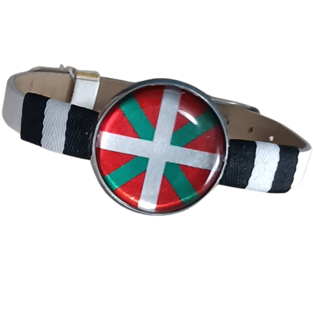 Pulsera con Bandera de País Vasco - Medallón en Correa Ajustable, Regalo Original con Orgullo de Comunidad Autónoma