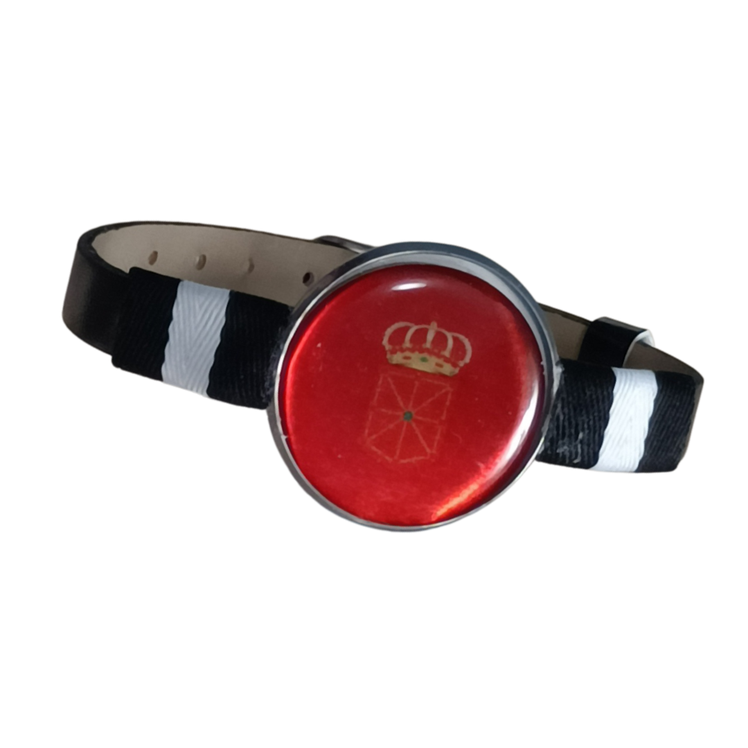 Pulsera con Bandera de Navarra - Medallón en Correa Ajustable, Regalo Original con Orgullo de Comunidad Autónoma