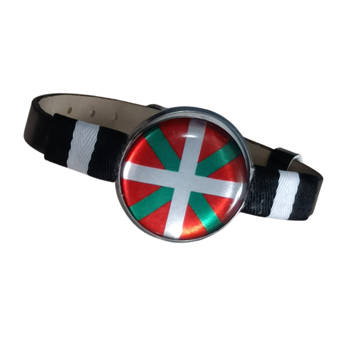 Pulsera con Bandera de País Vasco - Medallón en Correa Ajustable, Regalo Original con Orgullo de Comunidad Autónoma
