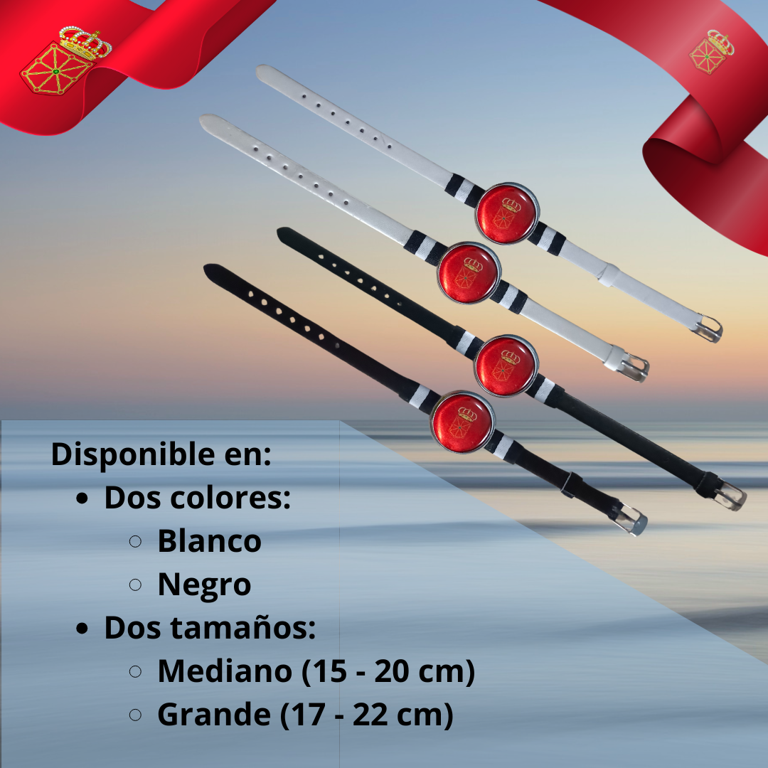 Pulsera con Bandera de Navarra - Medallón en Correa Ajustable, Regalo Original con Orgullo de Comunidad Autónoma