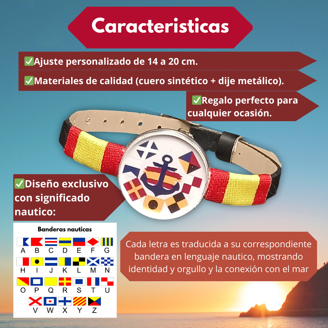 Pulsera de España personalizada de estilo marinero - Regalo para Cualquier Ocasión
