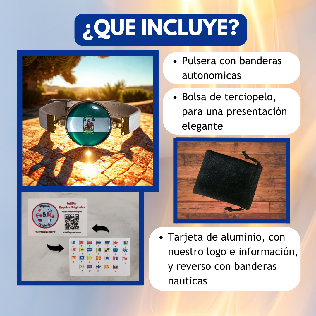 Pulsera con Bandera de Andalucía - Medallón con Correa Ajustable, Regalo Original con Orgullo de Comunidad Autónoma