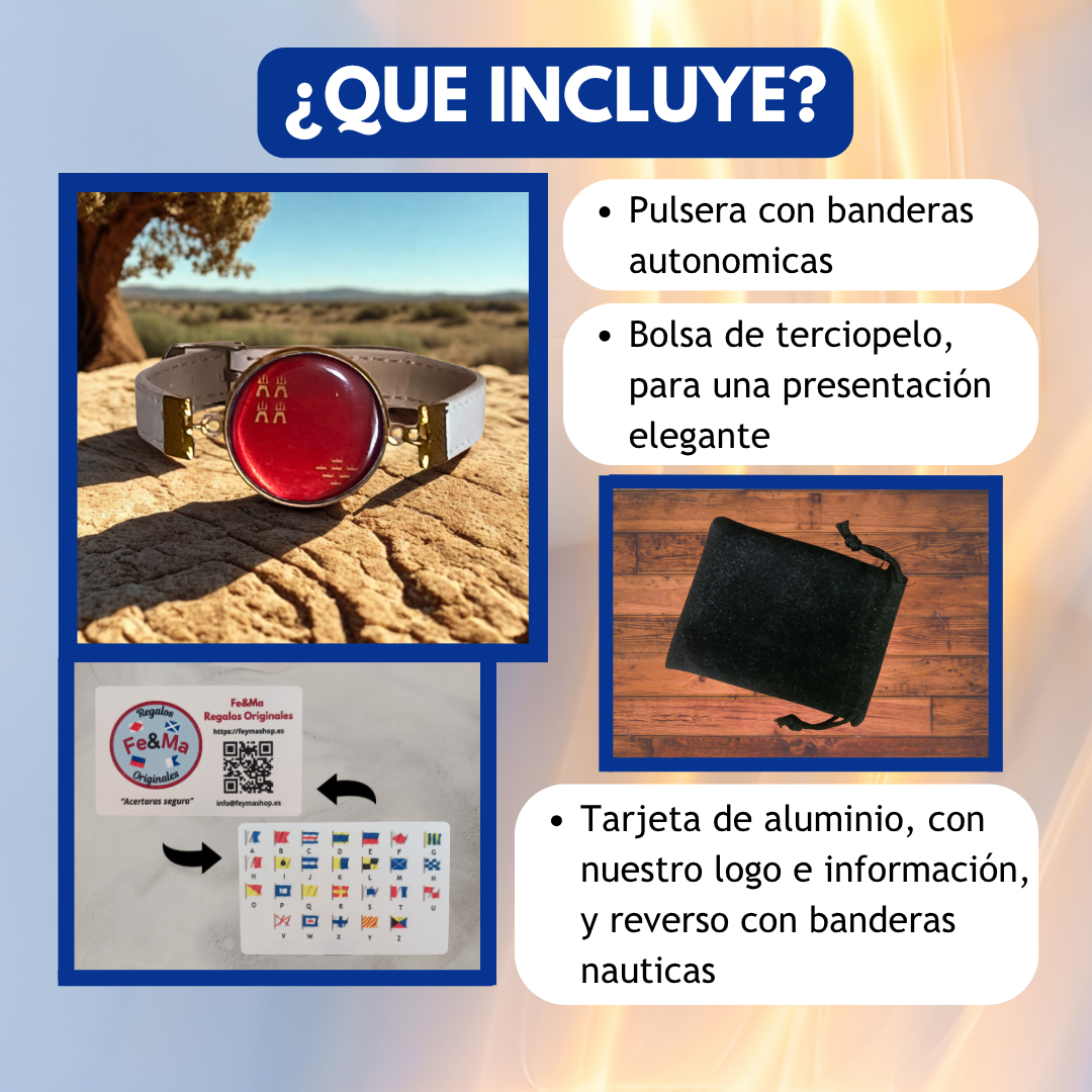 Pulsera con Bandera de Murcia - Medallón en Correa Ajustable, Regalo Original con Orgullo de Comunidad Autónoma