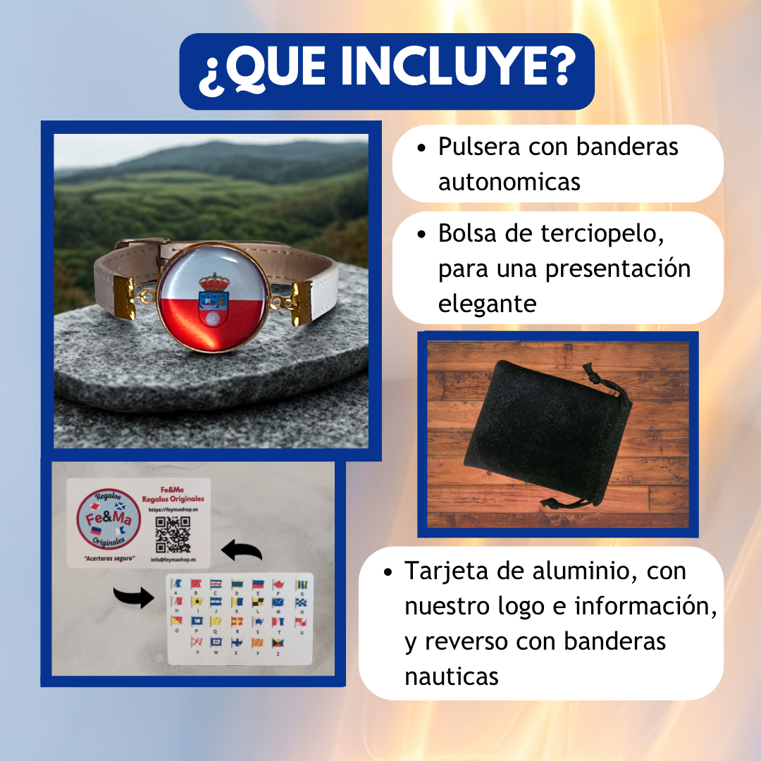 Pulsera con Bandera de Cantabria - Medallón en Correa Ajustable, Regalo Original con Orgullo de Comunidad Autónoma