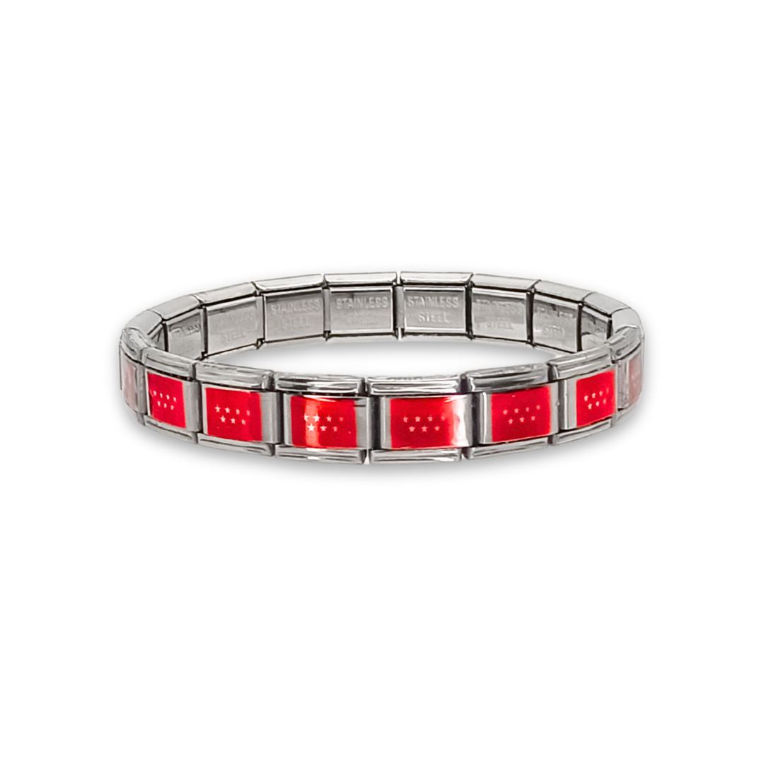 Pulsera con Bandera de Madrid – Acero Inoxidable, Regalo Original de Comunidad Autónoma