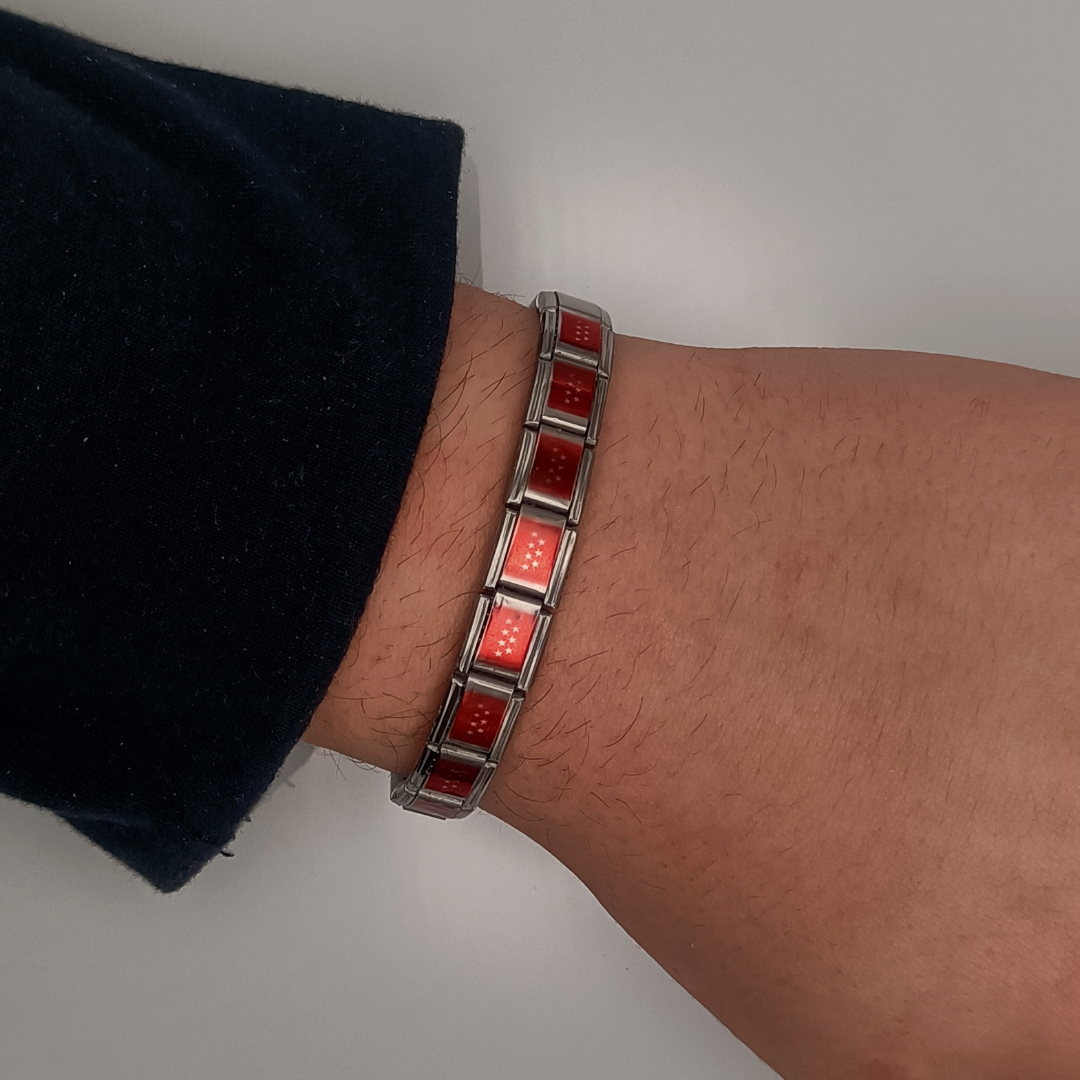 Pulsera con Bandera de Madrid – Acero Inoxidable, Regalo Original de Comunidad Autónoma