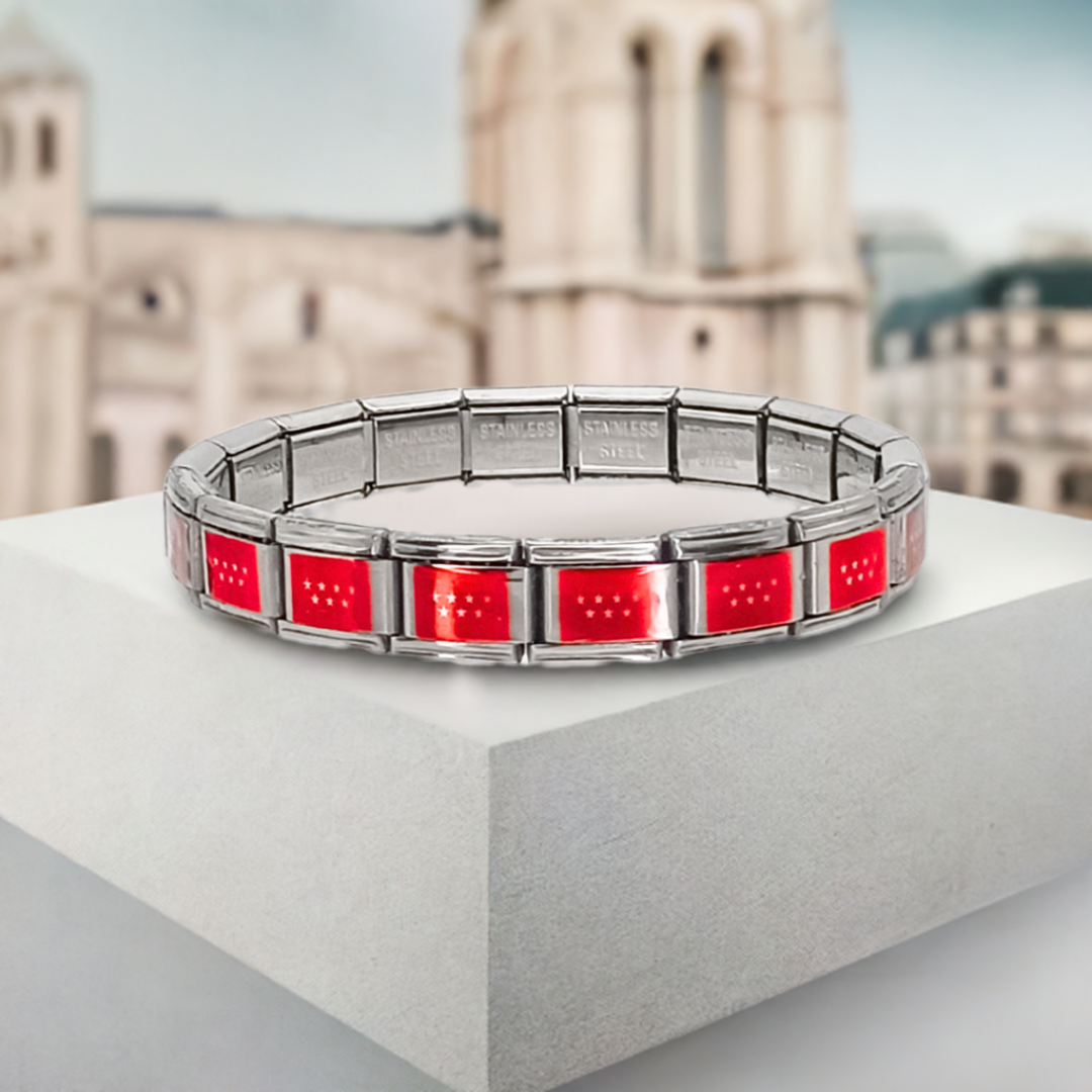 Pulsera con Bandera de Madrid – Acero Inoxidable, Regalo Original de Comunidad Autónoma