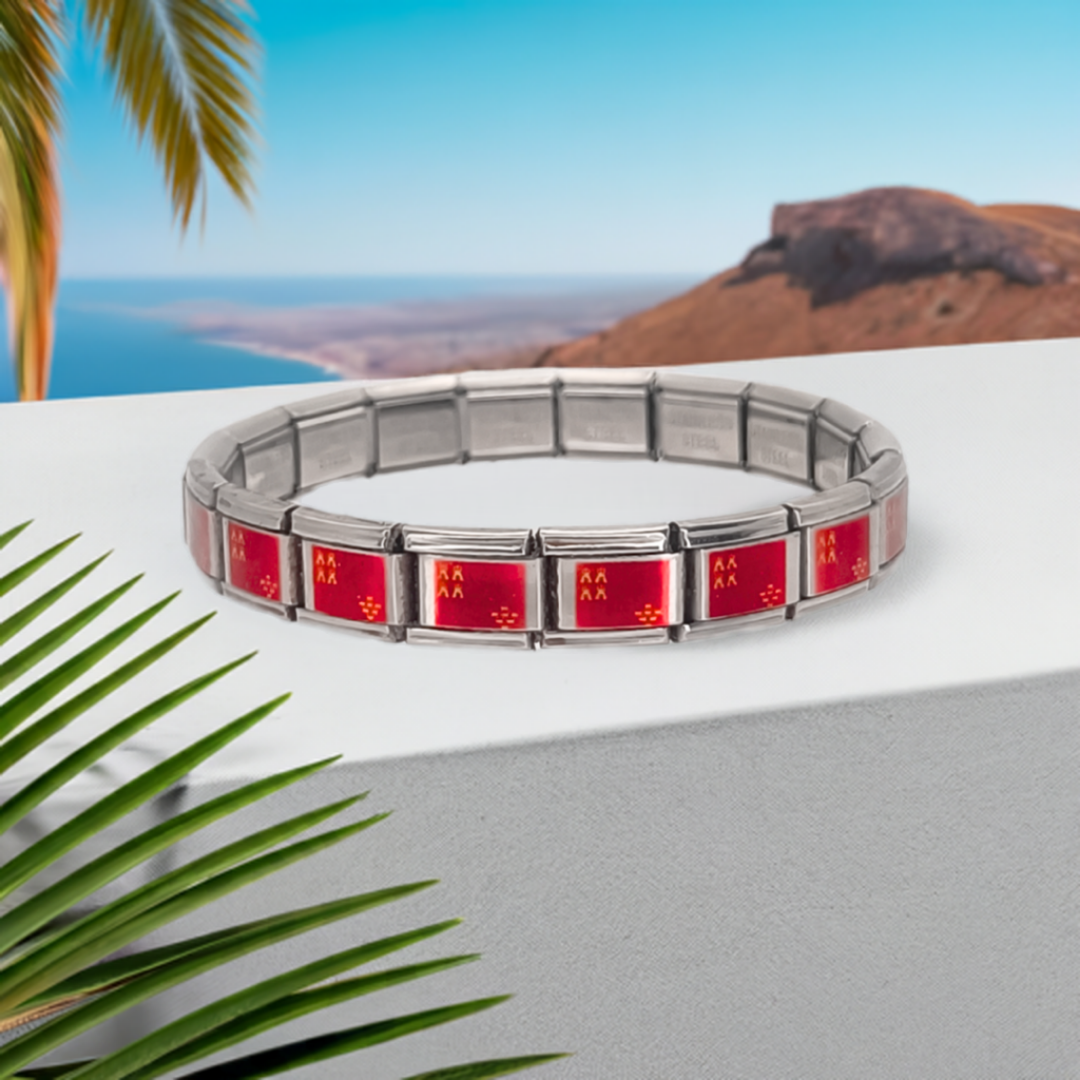 Pulsera con Bandera de Murcia – Acero Inoxidable, Regalo Original de Comunidad Autónoma