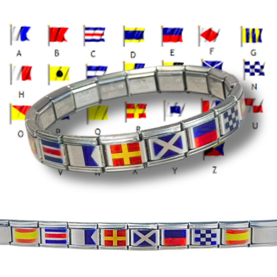 Pulsera Personalizada de nombres con Banderas Náuticas