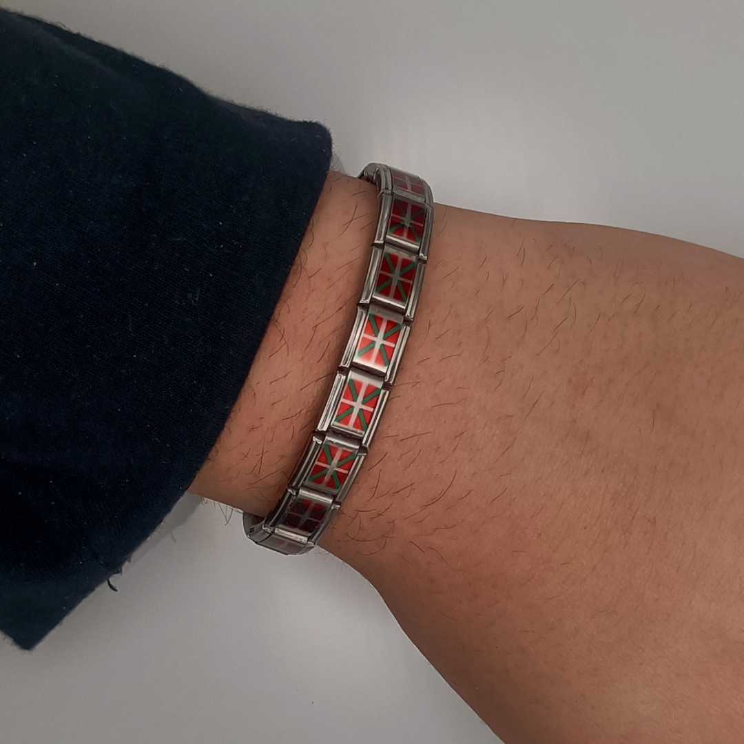Pulsera con Bandera de País Vasco – Acero Inoxidable, Regalo Original de Comunidad Autónoma