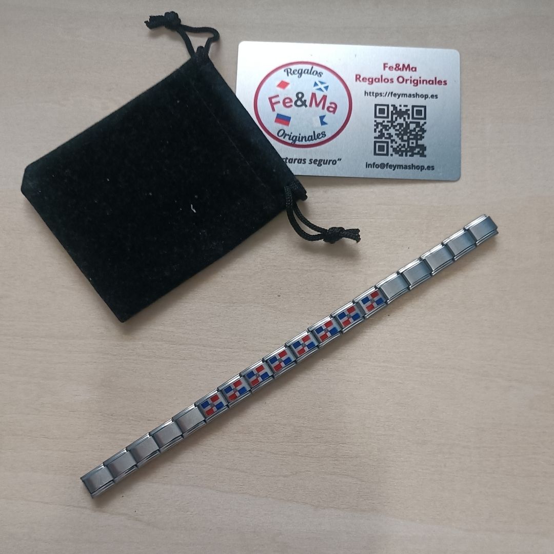 Pulsera con Bandera de República Dominicana – Acero Inoxidable, Regalo Original