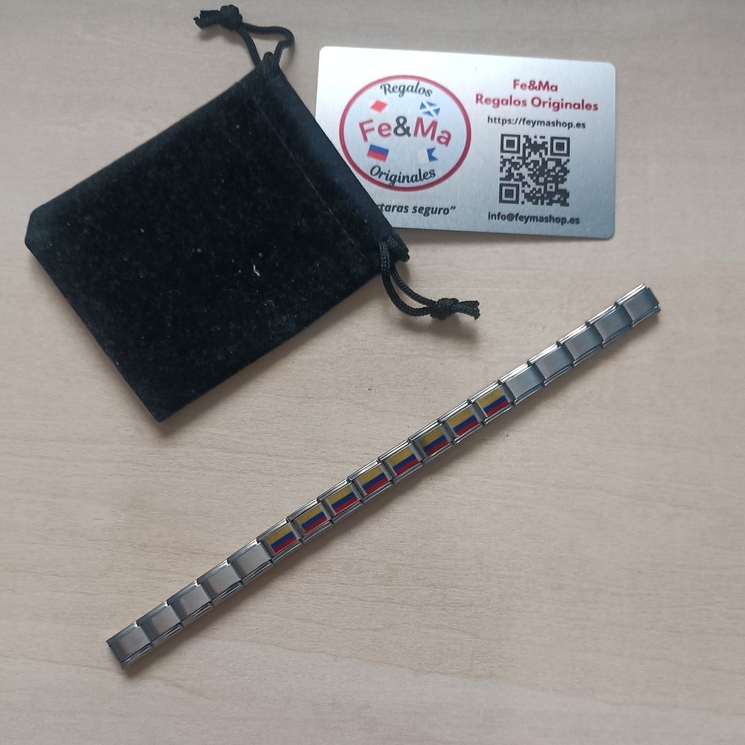 Pulsera con Bandera de Colombia – Acero Inoxidable, Regalo Original