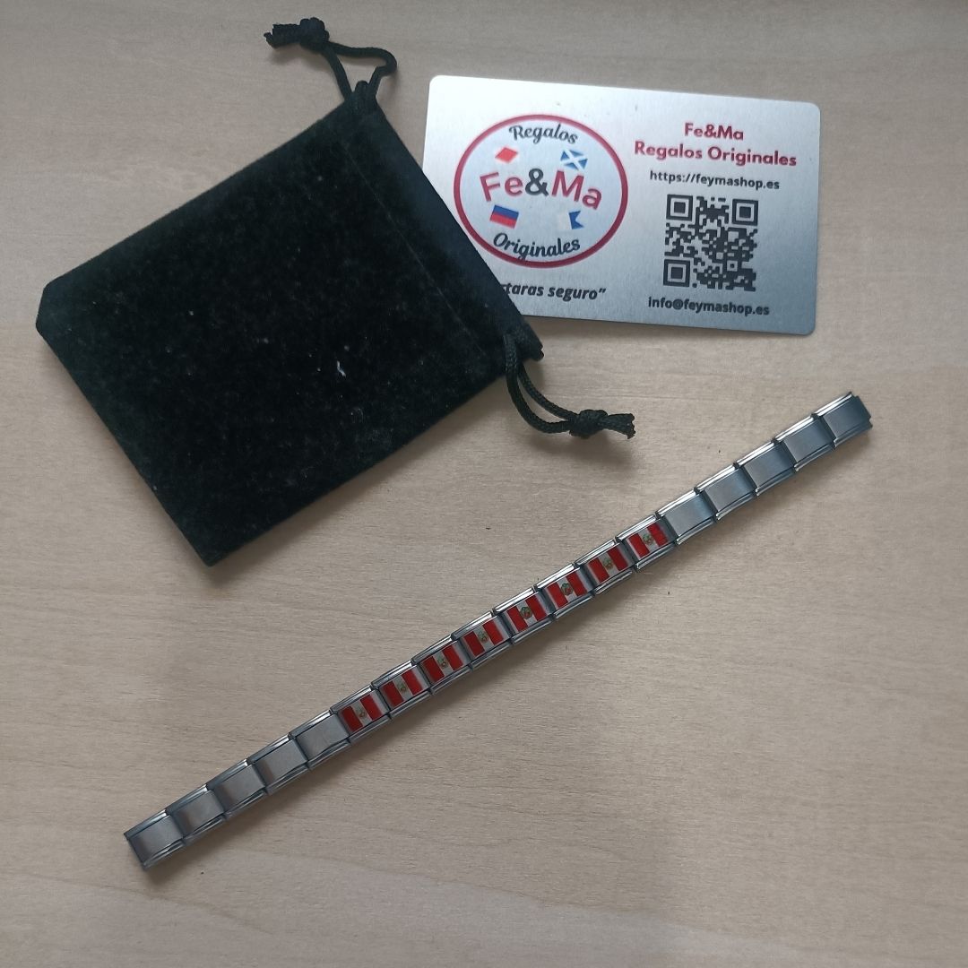 Pulsera con Bandera de Perú – Acero Inoxidable, Regalo Original