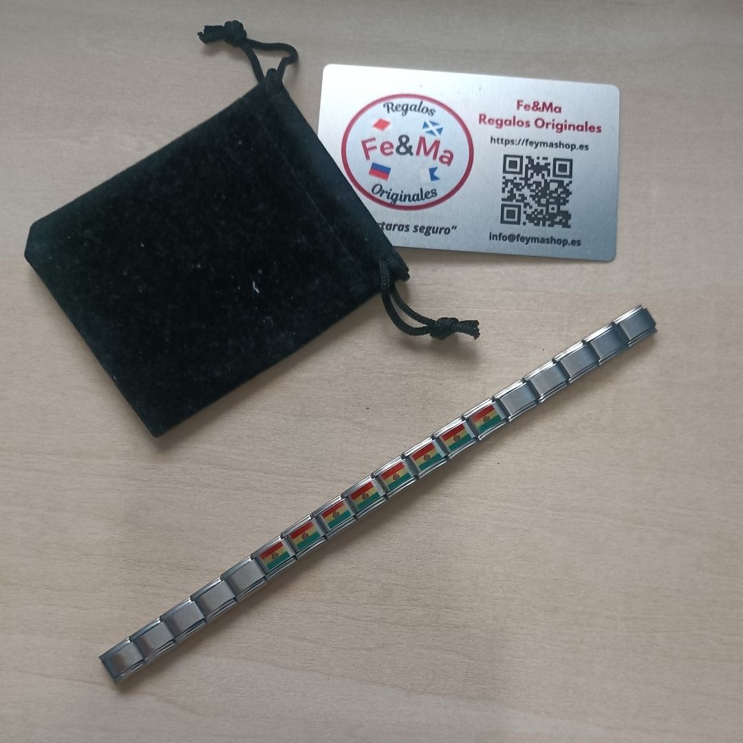 Pulsera con Bandera de Bolivia – Acero Inoxidable, Regalo Original
