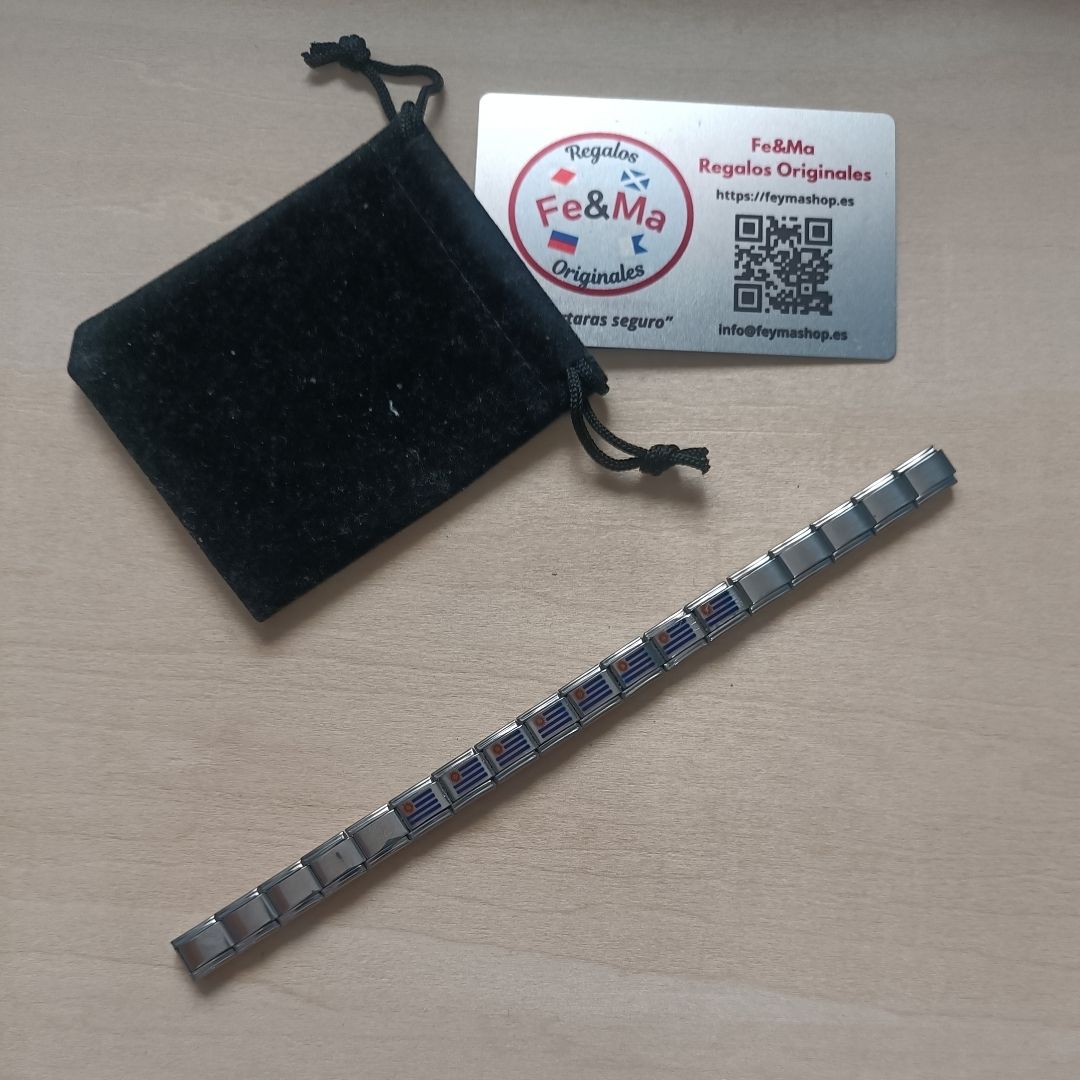Pulsera con Bandera de Uruguay – Acero Inoxidable, Regalo Original