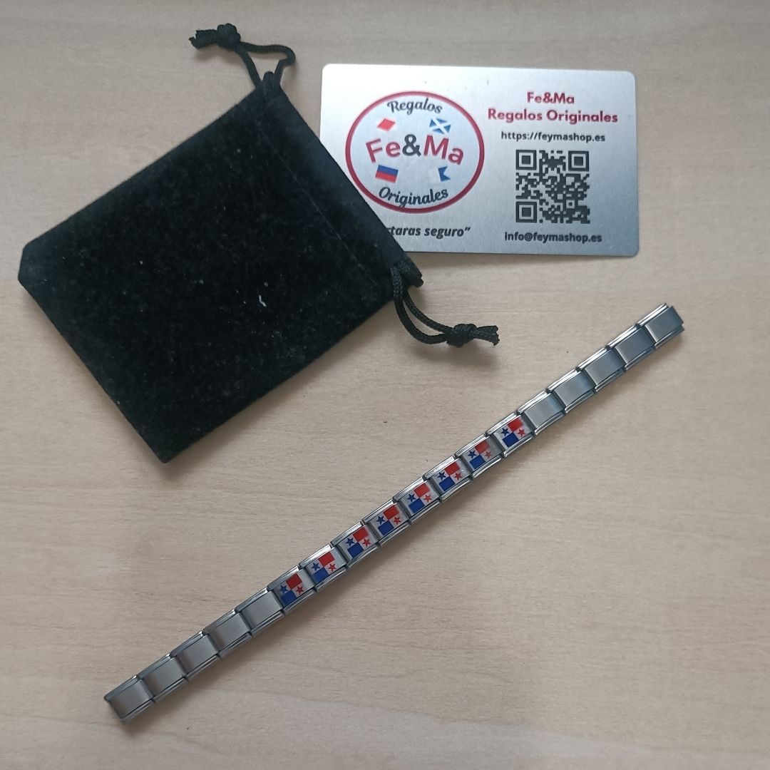 Pulsera con Bandera de Panamá – Acero Inoxidable, Regalo Original
