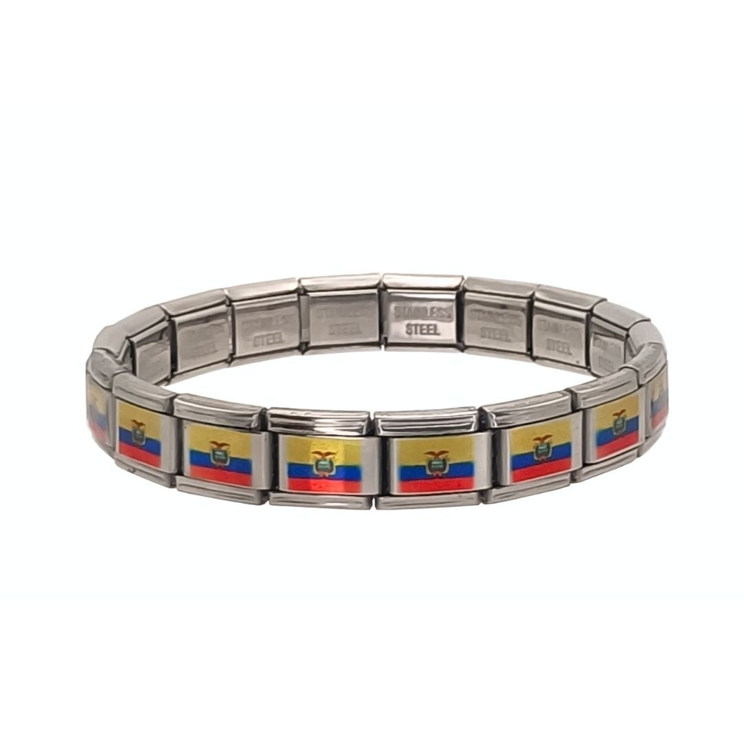 Pulsera con Bandera de Ecuador – Acero Inoxidable, Regalo Original