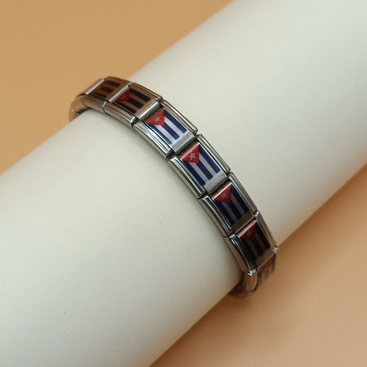 Pulsera con Bandera de Cuba – Acero Inoxidable, Regalo Original