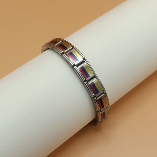 Pulsera con Bandera de Colombia – Acero Inoxidable, Regalo Original