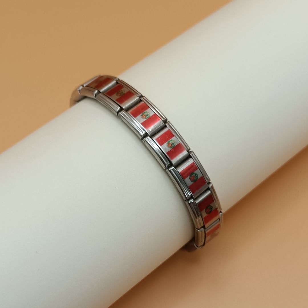 Pulsera con Bandera de Perú – Acero Inoxidable, Regalo Original