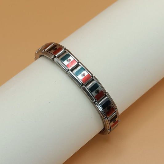 Pulsera con Bandera de Mexico – Acero Inoxidable, Regalo Original