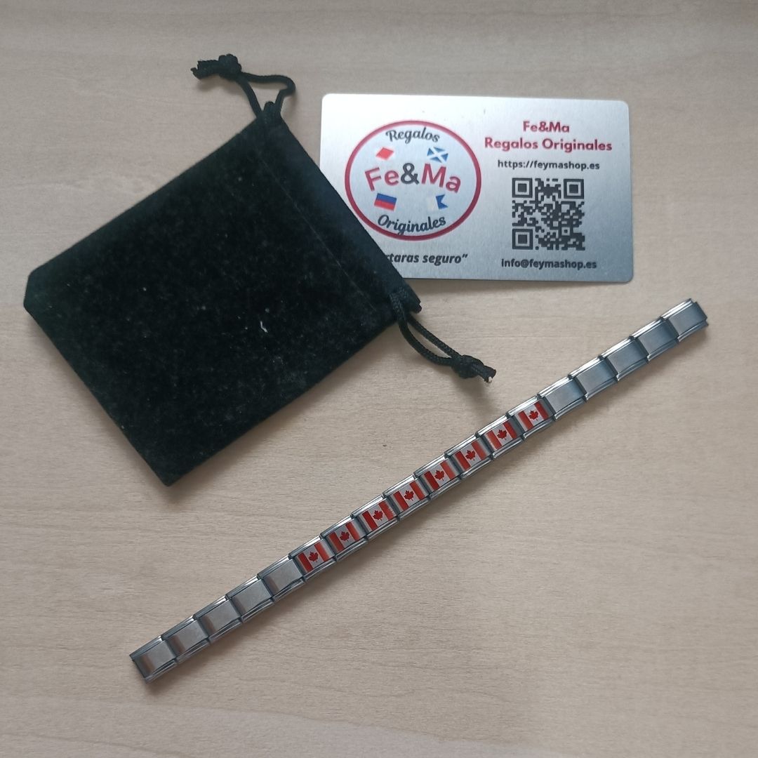 Pulsera con Bandera de Canadá – Acero Inoxidable, Regalo Original