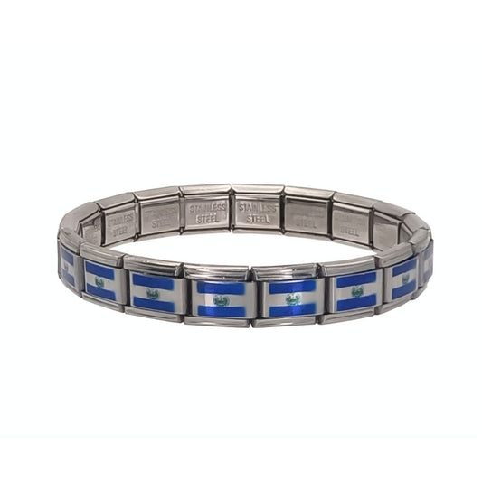 Pulsera con Bandera de El Salvador – Acero Inoxidable, Regalo Original
