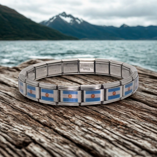 Pulsera con Bandera de Argentina – Acero Inoxidable, Regalo Original