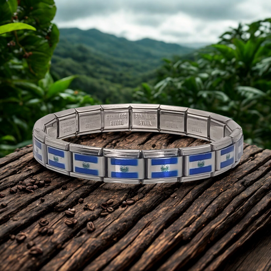 Pulsera con Bandera de El Salvador – Acero Inoxidable, Regalo Original