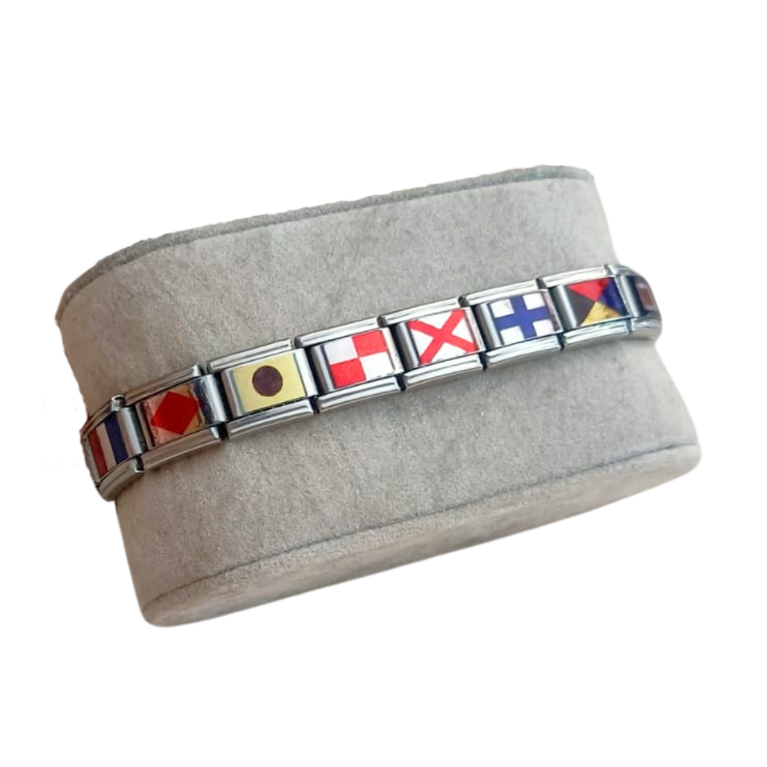 Pulsera Personalizada de nombres con Banderas Náuticas