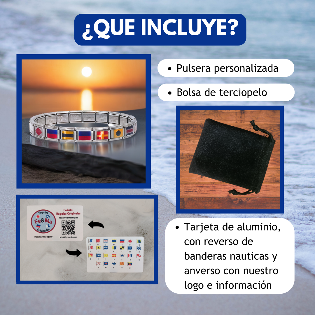 Pulsera Personalizada de nombres con Banderas Náuticas