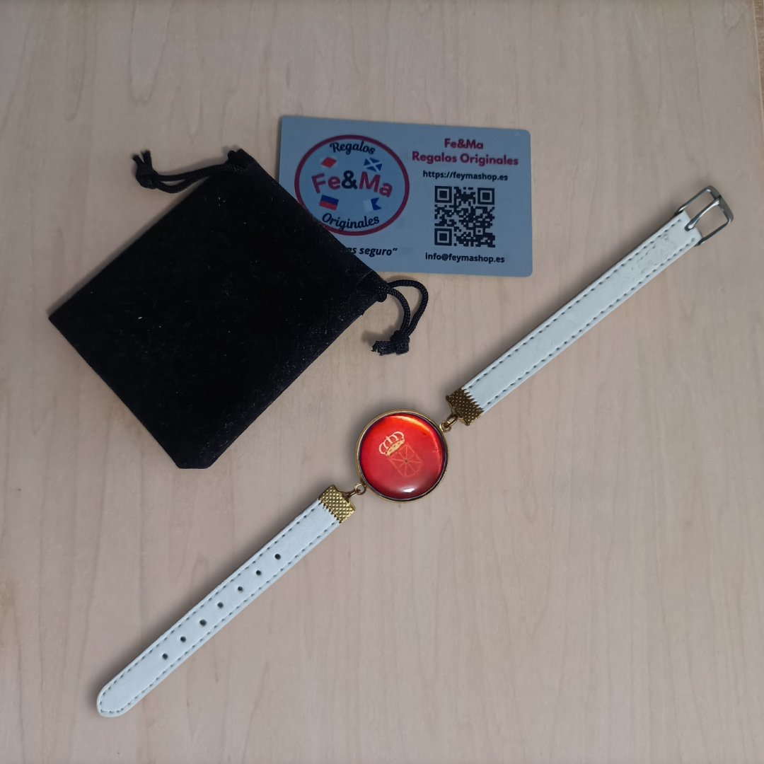 Pulsera con Bandera de Navarra - Medallón en Correa Ajustable, Regalo Original con Orgullo de Comunidad Autónoma