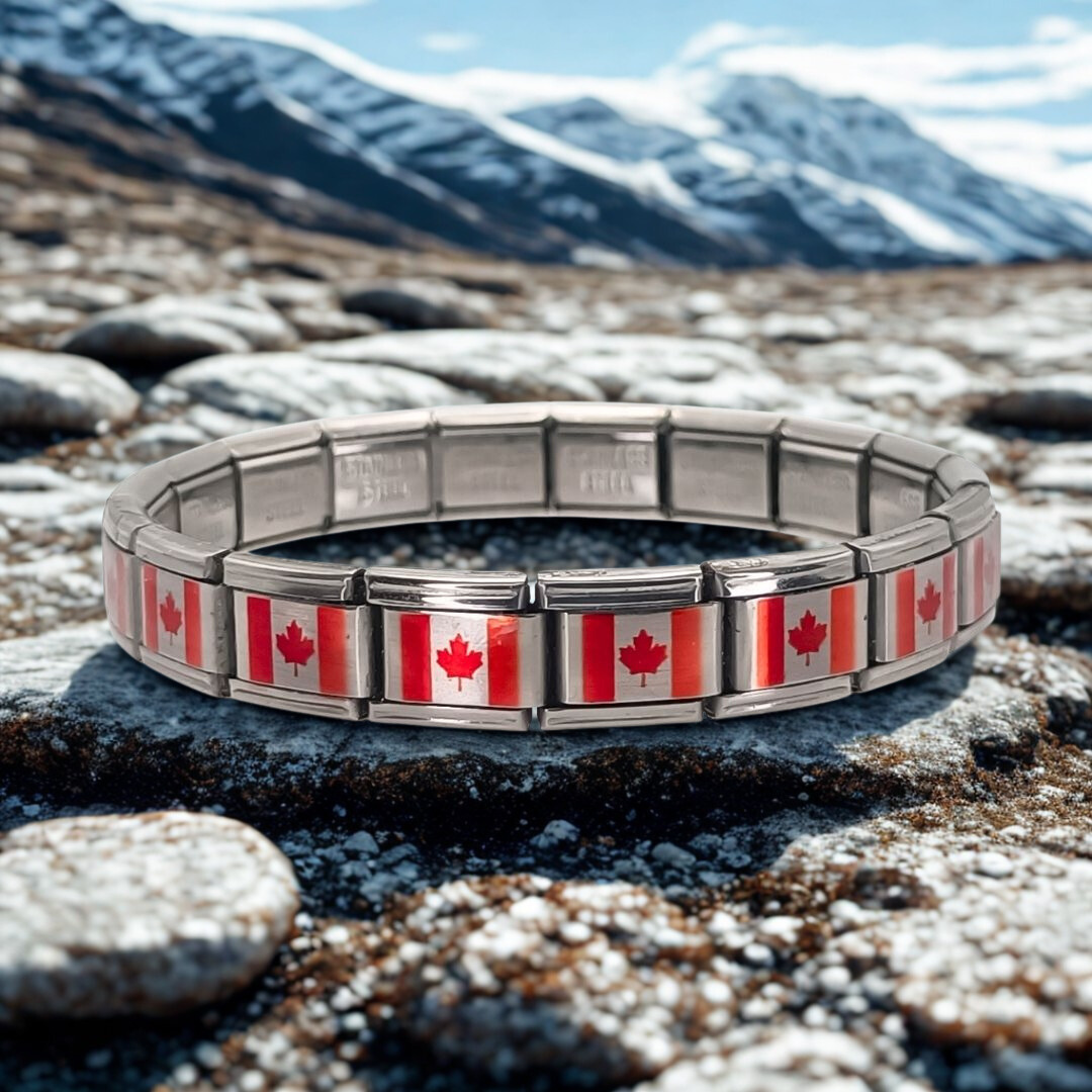 Pulsera con Bandera de Canadá – Acero Inoxidable, Regalo Original