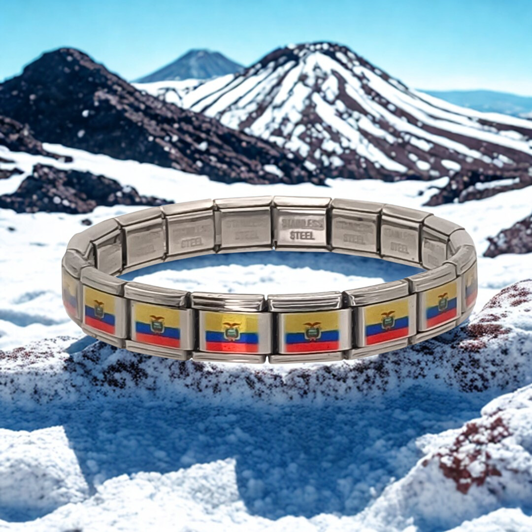 Pulsera con Bandera de Ecuador – Acero Inoxidable, Regalo Original