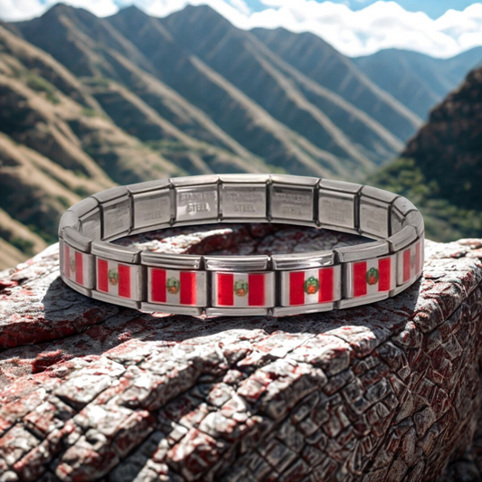 Pulsera con Bandera de Perú – Acero Inoxidable, Regalo Original