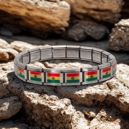 Pulsera con Bandera de Bolivia – Acero Inoxidable, Regalo Original