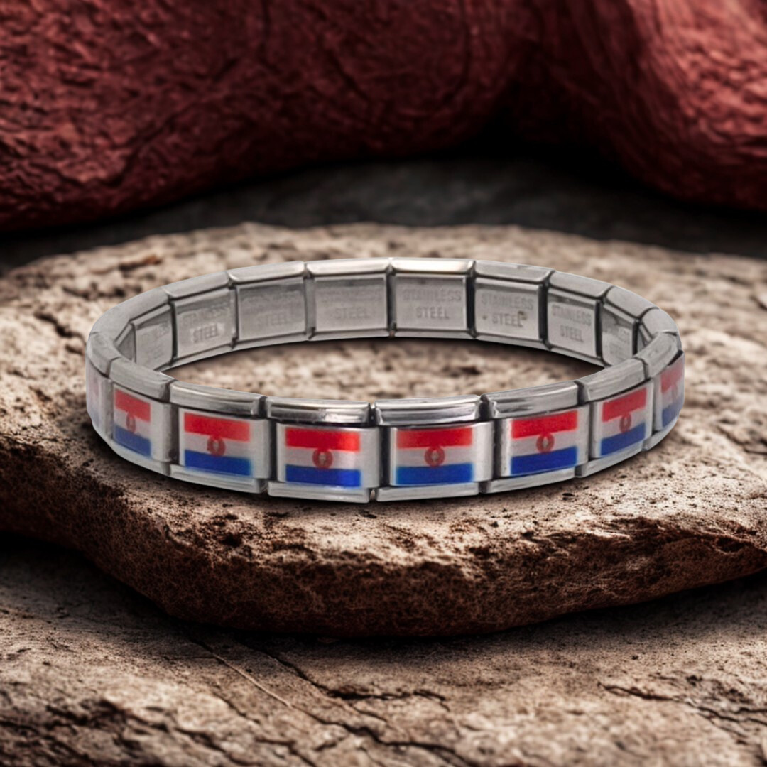 Pulsera con Bandera de Paraguay – Acero Inoxidable, Regalo Original