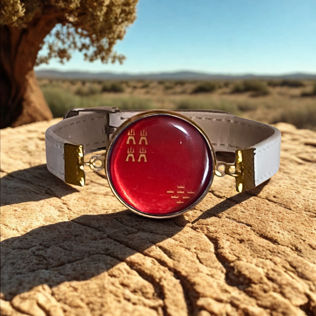 Pulsera con Bandera de Murcia - Medallón en Correa Ajustable, Regalo Original con Orgullo de Comunidad Autónoma