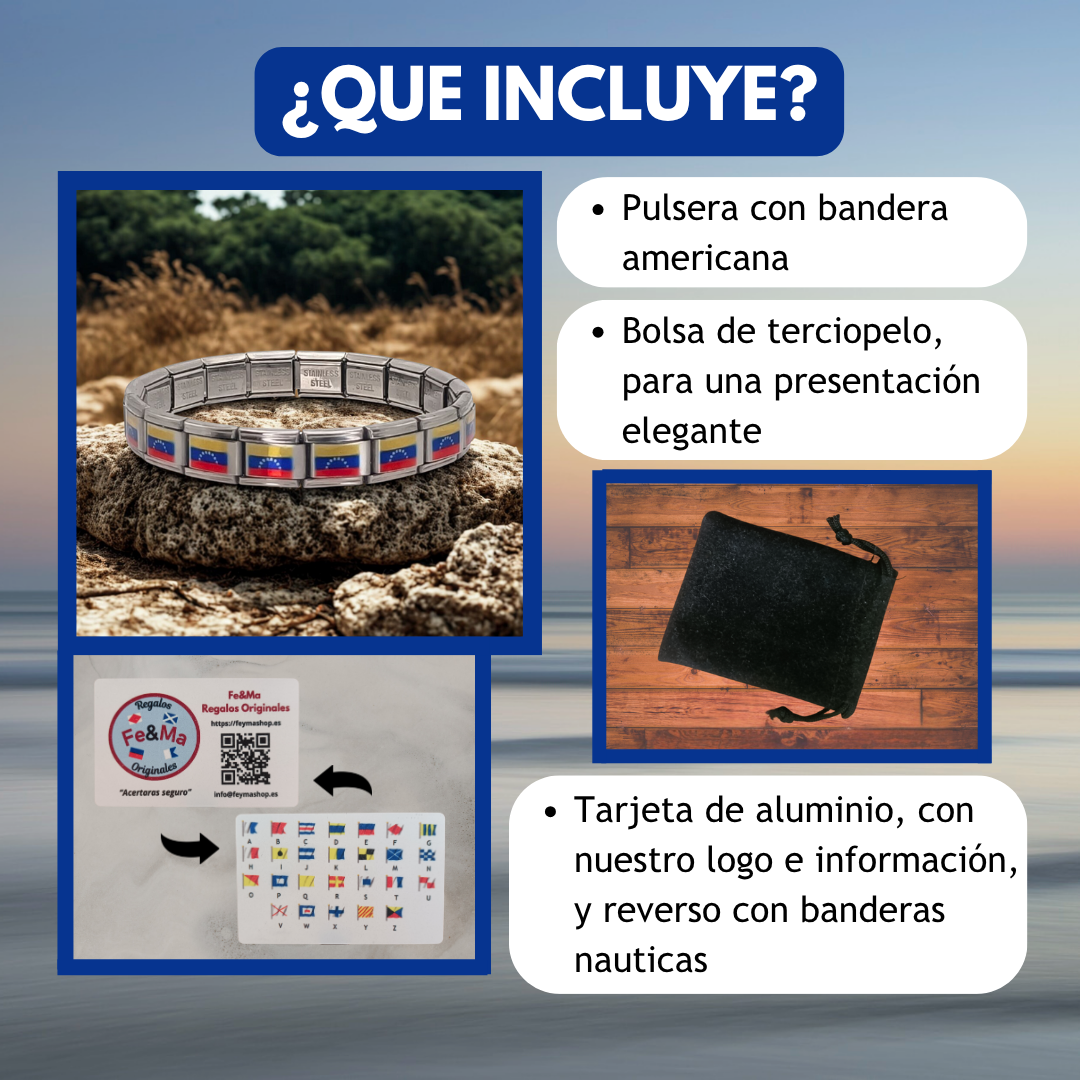 Pulsera con Bandera de Venezuela – Acero Inoxidable, Regalo Original