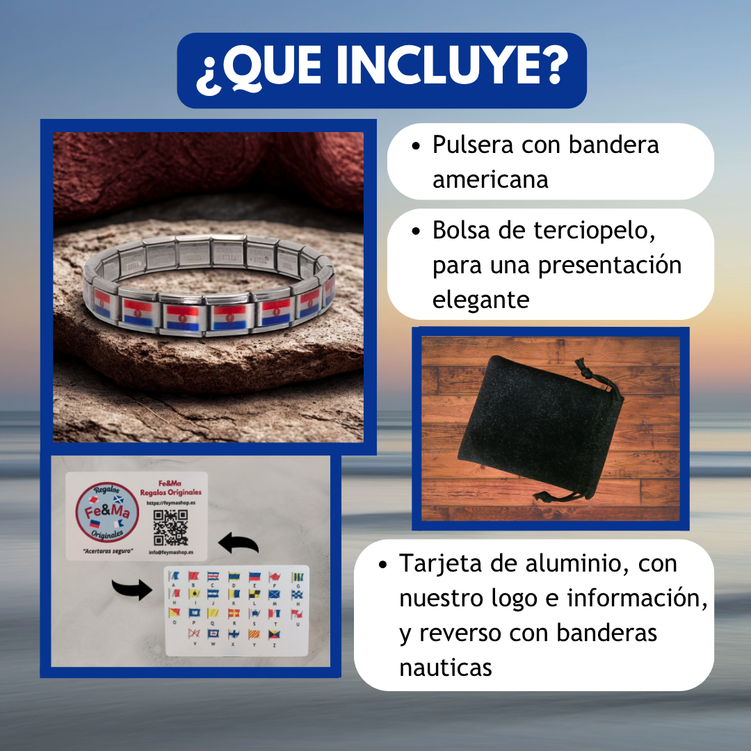 Pulsera con Bandera de Paraguay – Acero Inoxidable, Regalo Original